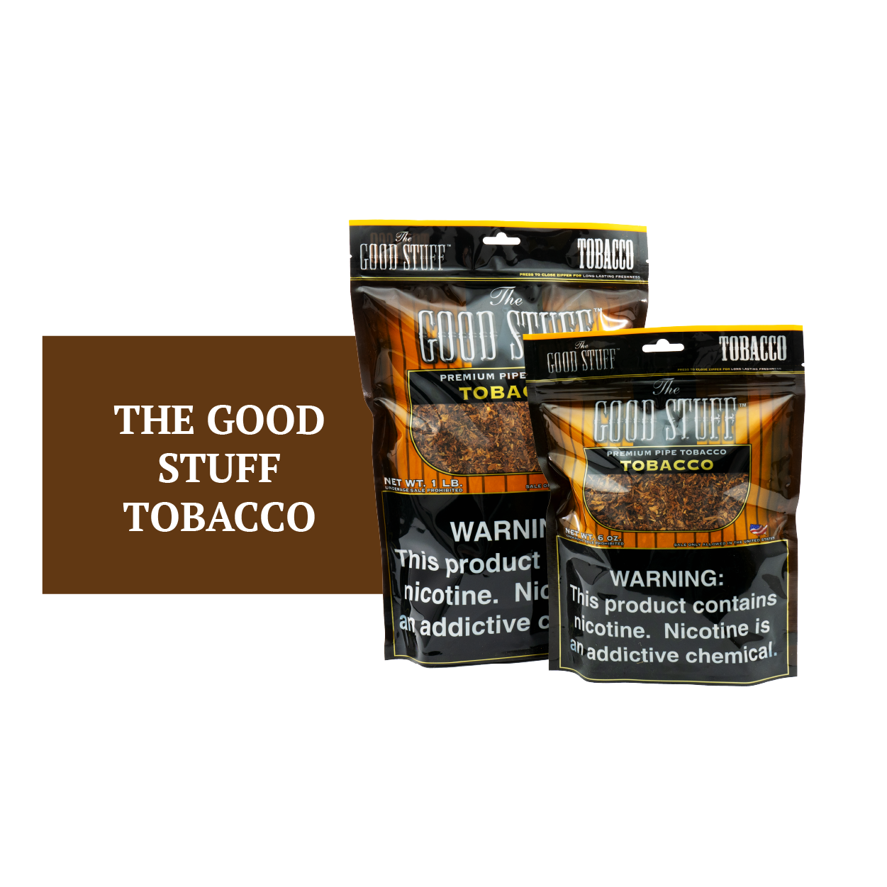 The Good Stuff tobacco flavor bags.